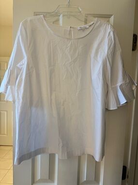 Calvin Klein White Ruffle-Sleeve Blouse